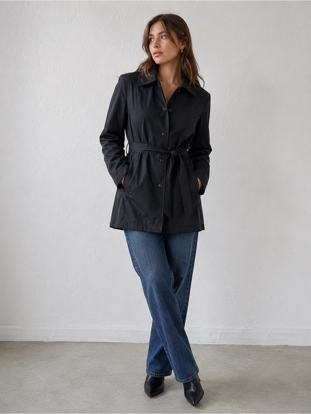 Chanel Jacket Women's Size 4 Vintage Nylon Trench Coat Style Button Front C3